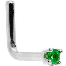 Load image into Gallery viewer, Solid 14K White Gold 1.5mm Genuine Emerald Nose Ring