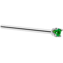 Load image into Gallery viewer, Solid 14K White Gold 1.5mm Genuine Emerald Nose Ring