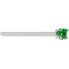 Load image into Gallery viewer, Solid 18K White Gold 1.5mm Genuine Emerald Nose Ring