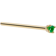 Load image into Gallery viewer, Solid 14K Yellow Gold 1.5mm Genuine Emerald Nose Ring
