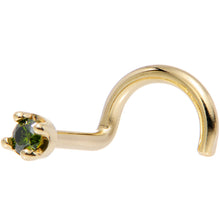 Load image into Gallery viewer, Solid 18K Yellow Gold 1.5mm Genuine Green Diamond Nose Ring