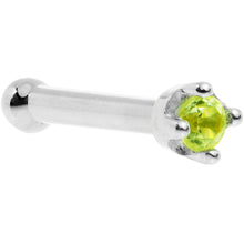 Load image into Gallery viewer, Solid 14K White Gold 1.5mm Genuine Peridot Nose Ring
