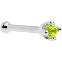 Load image into Gallery viewer, Solid 18K White Gold 1.5mm Genuine Peridot Nose Ring
