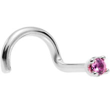 Load image into Gallery viewer, Solid 14K White Gold 1.5mm Genuine Pink Sapphire Nose Ring