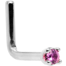 Load image into Gallery viewer, Solid 18K White Gold 1.5mm Genuine Pink Sapphire Nose Ring