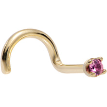 Load image into Gallery viewer, Solid 18K Yellow Gold 1.5mm Genuine Pink Sapphire Nose Ring
