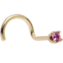 Load image into Gallery viewer, Solid 18K Yellow Gold 1.5mm Genuine Pink Sapphire Nose Ring