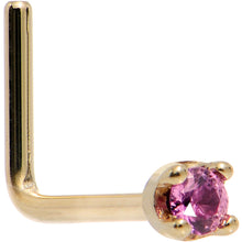Load image into Gallery viewer, Solid 18K Yellow Gold 1.5mm Genuine Pink Sapphire Nose Ring