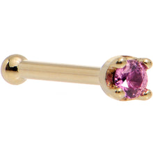 Load image into Gallery viewer, Solid 18K Yellow Gold 1.5mm Genuine Pink Sapphire Nose Ring