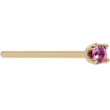 Load image into Gallery viewer, Solid 18K Yellow Gold 1.5mm Genuine Pink Sapphire Nose Ring