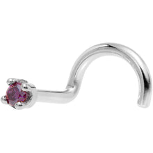 Load image into Gallery viewer, Solid 18K White Gold 1.5mm Genuine Purple Diamond Nose Ring