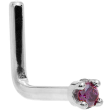Load image into Gallery viewer, Solid 18K White Gold 1.5mm Genuine Purple Diamond Nose Ring