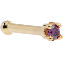 Load image into Gallery viewer, Solid 18K Yellow Gold 1.5mm Genuine Purple Diamond Nose Ring