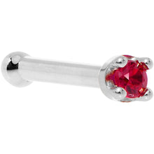 Load image into Gallery viewer, Solid 18K White Gold 1.5mm Diamond Cut Genuine Ruby Nose Ring