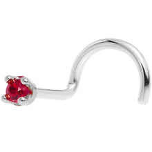 Load image into Gallery viewer, Solid 18K White Gold 1.5mm Diamond Cut Genuine Ruby Nose Ring
