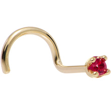 Load image into Gallery viewer, Solid 18K Yellow Gold 1.5mm Diamond Cut Genuine Ruby Nose Ring