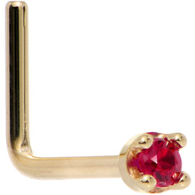 Load image into Gallery viewer, Solid 18K Yellow Gold 1.5mm Diamond Cut Genuine Ruby Nose Ring