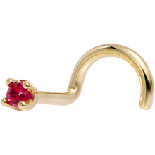 Load image into Gallery viewer, Solid 18K Yellow Gold 1.5mm Diamond Cut Genuine Ruby Nose Ring