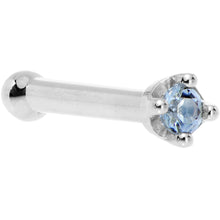 Load image into Gallery viewer, Solid 18K White Gold 1.5mm Genuine Topaz Nose Ring
