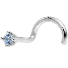 Load image into Gallery viewer, Solid 18K White Gold 1.5mm Genuine Topaz Nose Ring