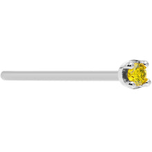 Load image into Gallery viewer, Solid 18K White Gold 1.5mm Genuine Yellow Diamond Nose Ring