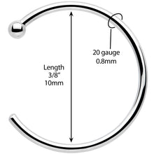 Load image into Gallery viewer, 20G 3/8 Solid 18K White Gold Nose Hoop