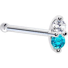 Load image into Gallery viewer, 14k White Gold Mint Green 1.5mm CZ Marquise Nose Ring