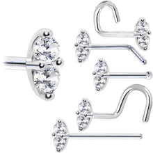 Load image into Gallery viewer, 14k White Gold Clear 1.5mm CZ Marquise Nose Ring