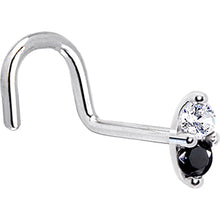 Load image into Gallery viewer, 14k White Gold Black 1.5mm CZ Marquise Nose Ring