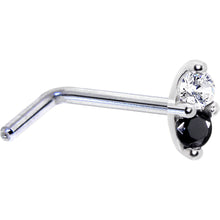 Load image into Gallery viewer, 14k White Gold Black 1.5mm CZ Marquise Nose Ring