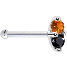 Load image into Gallery viewer, 14k White Gold Black Orange 1.5mm CZ Marquise Nose Ring