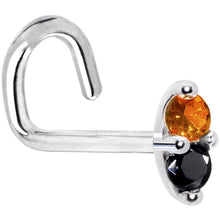 Load image into Gallery viewer, 14k White Gold Black Orange 1.5mm CZ Marquise Nose Ring