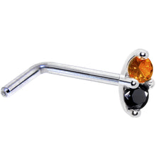 Load image into Gallery viewer, 14k White Gold Black Orange 1.5mm CZ Marquise Nose Ring