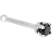 Load image into Gallery viewer, Solid 14K White Gold 2mm Black Cubic Zirconia Nose Ring