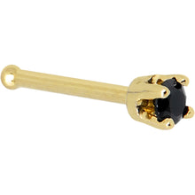 Load image into Gallery viewer, Solid 14K Yellow Gold 2mm Black Cubic Zirconia Nose Ring