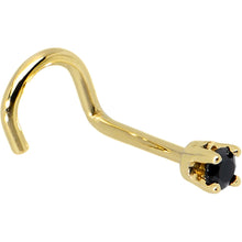 Load image into Gallery viewer, Solid 14K Yellow Gold 2mm Black Cubic Zirconia Nose Ring