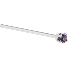 Load image into Gallery viewer, Solid 14K White Gold 2mm Amethyst Cubic Zirconia Nose Ring