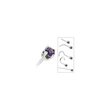 Load image into Gallery viewer, Solid 14K White Gold 2mm Amethyst Cubic Zirconia Nose Ring