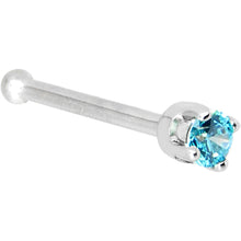 Load image into Gallery viewer, Solid 14K White Gold 2mm Mint Green Cubic Zirconia Nose Ring