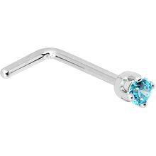 Load image into Gallery viewer, Solid 14K White Gold 2mm Mint Green Cubic Zirconia Nose Ring