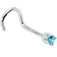 Load image into Gallery viewer, Solid 14K White Gold 2mm Mint Green Cubic Zirconia Nose Ring