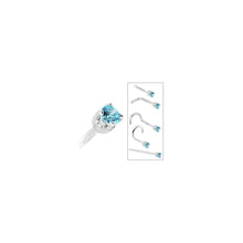 Load image into Gallery viewer, Solid 14K White Gold 2mm Mint Green Cubic Zirconia Nose Ring