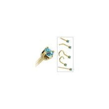 Load image into Gallery viewer, Solid 14K Yellow Gold 2mm Mint Green Cubic Zirconia Nose Ring