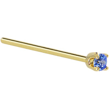 Load image into Gallery viewer, Solid 14K Yellow Gold 2mm Arctic Blue Cubic Zirconia Nose Ring