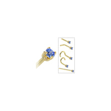 Load image into Gallery viewer, Solid 14K Yellow Gold 2mm Arctic Blue Cubic Zirconia Nose Ring