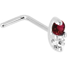 Load image into Gallery viewer, 14k White Gold Red 1.5mm CZ Marquise Nose Ring