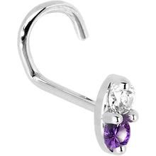Load image into Gallery viewer, 14k White Gold Amethyst 1.5mm CZ Marquise Nose Ring
