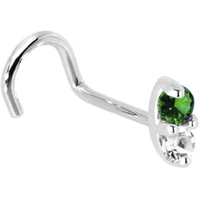 Load image into Gallery viewer, 14k White Gold 1.5mm Genuine Emerald Diamond Marquise Nose Ring