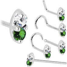 Load image into Gallery viewer, 14k White Gold 1.5mm Genuine Emerald Diamond Marquise Nose Ring