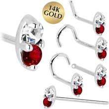 Load image into Gallery viewer, 14k White Gold 1.5mm Genuine Ruby Diamond Marquise Nose Ring